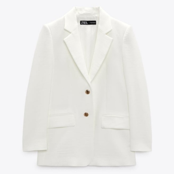 Zara Jackets & Blazers - ZARA * White Oversized Gold Button Detail Blazer